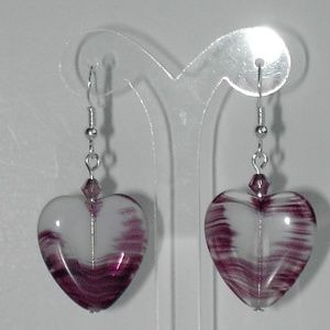 Czech Glass heart earrings (#386)